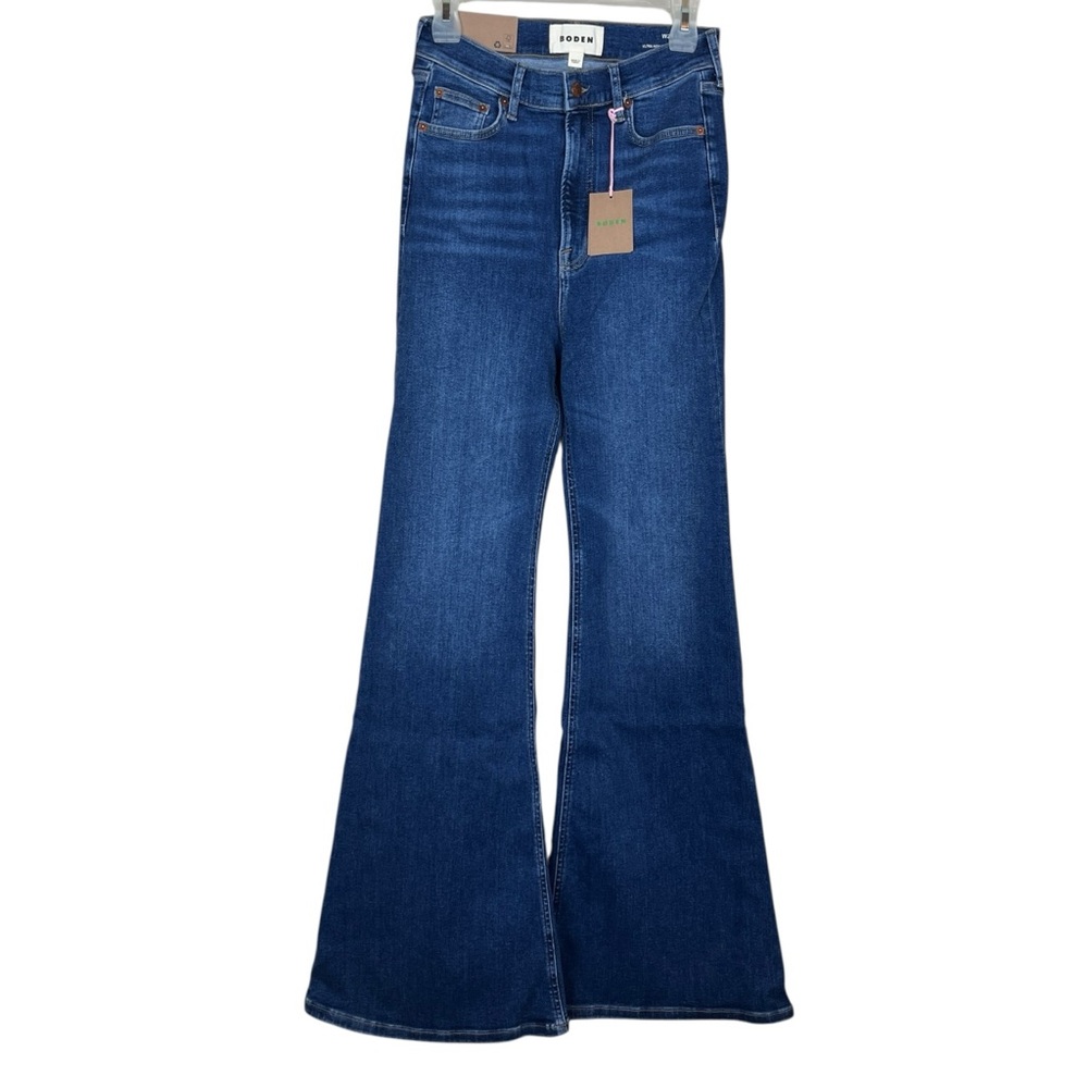 BODEN Ultra High Rise Super Flare Blue Jeans Size 29 Length 32 Inseam - Picture 3 of 9